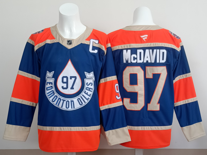 Retro Edmonton Oilers McDAVID 97 Blue NHL Jersey Vintage Hockey Shirt
