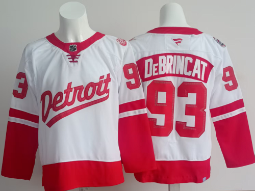 Detroit Red Wings DEBRINCAT 93 White/Red NHL Jersey Hockey Shirt