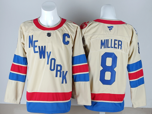 New York Rangers MILLER 8 Yellow/Blue NHL Jersey Hockey Shirt