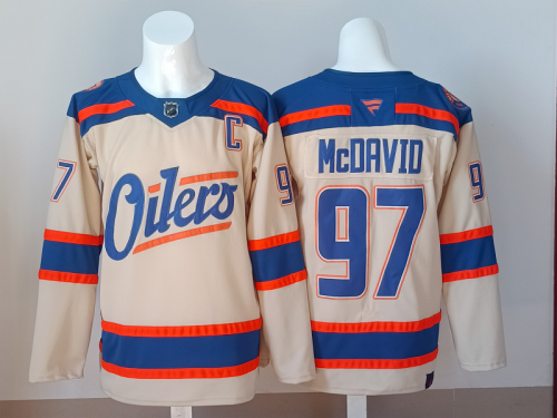 New Edmonton Oilers McDAVID 97 OFF-White NHL Jersey Hockey Shirt
