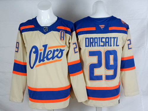 New Edmonton Oilers DRAISAITL 29 OFF-White NHL Jersey Hockey Shirt