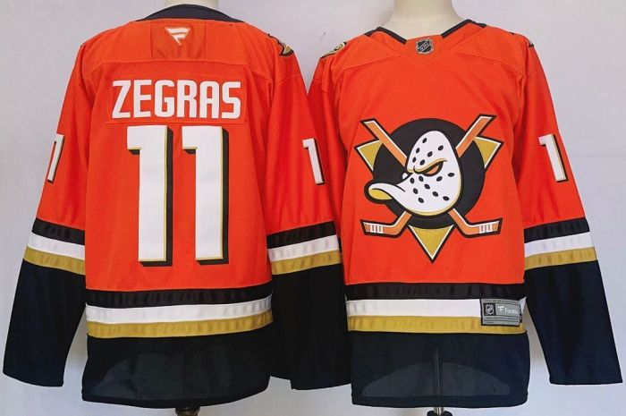 Anaheim Ducks ZEGRAS 11 Orange NHL Jersey Hockey Shirt