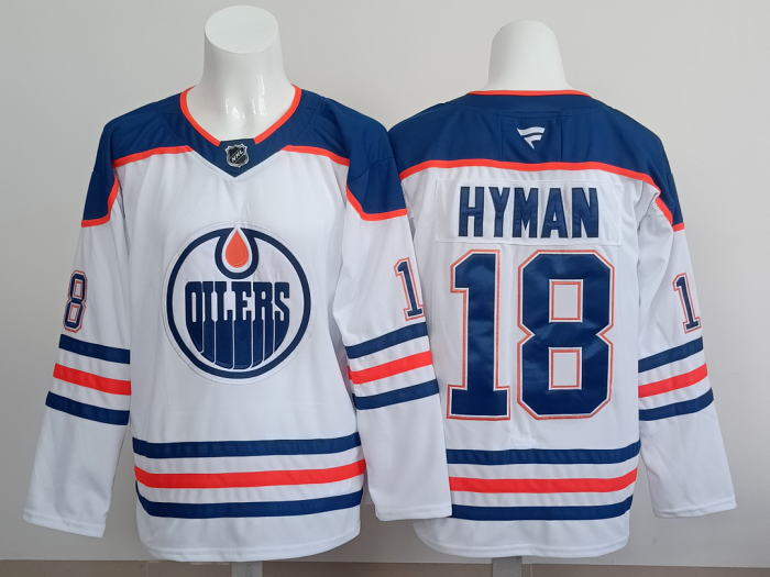 Edmonton Oilers HYMAN 18 White NHL Jersey Hockey Shirt