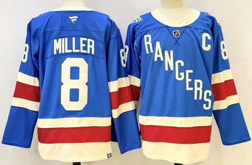 New York Rangers MILLER 8 Blue NHL Jersey Hockey Shirt