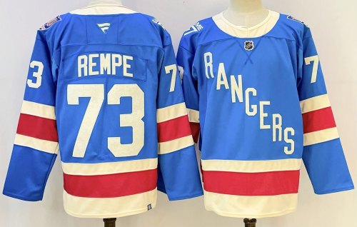 New York Rangers REMPE 73 Blue NHL Jersey Hockey Shirt