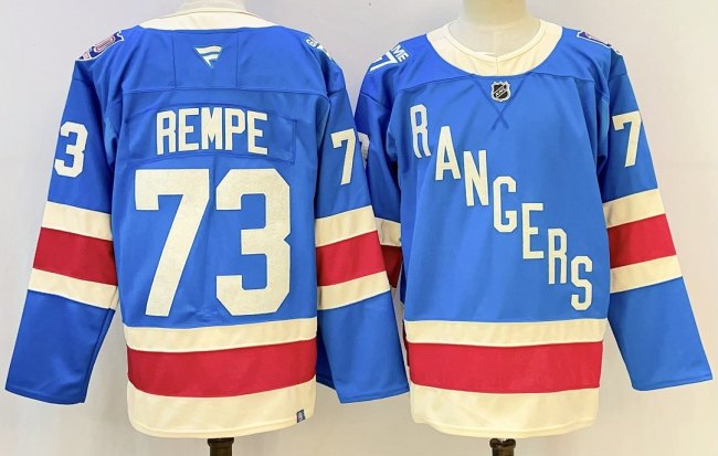 New York Rangers REMPE 73 Blue NHL Jersey Hockey Shirt
