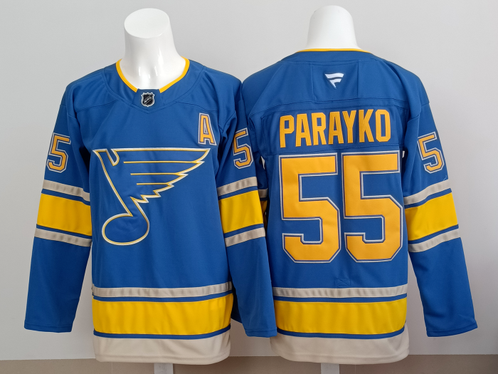 Saint Louis Blues PARAYKO 55 Blue NHL Jersey St. Louis Blues Hockey Shirt