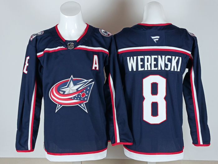 Columbus Blue Jackets WERENSKI 8 Dark Blue NHL Jersey Hockey Shirt