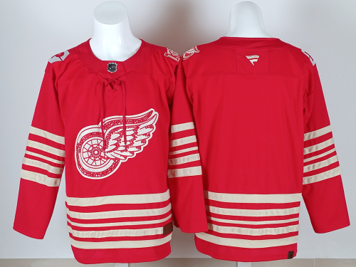 Detroit Red Wings Blank Red 100th Anniversary NHL Jersey Hockey Shirt