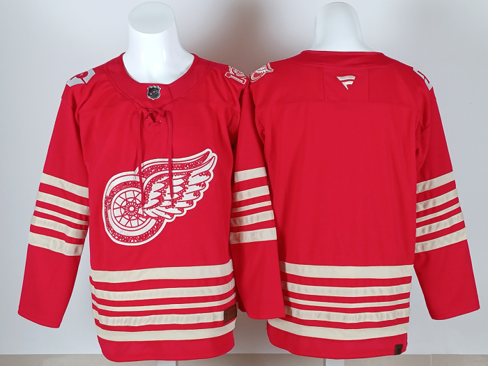 Detroit Red Wings Blank Red 100th Anniversary NHL Jersey Hockey Shirt