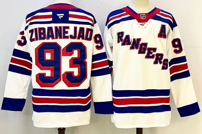 New York Rangers ZIBANEJAD 93 White NHL Jersey Hockey Shirt