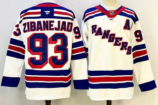 New York Rangers ZIBANEJAD 93 White NHL Jersey Hockey Shirt