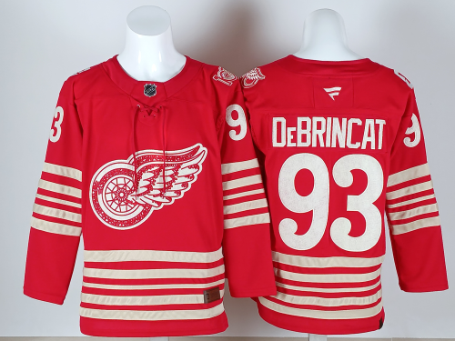 Detroit Red Wings DEBRINCAT 93 Red 100th Anniversary NHL Jersey Hockey Shirt