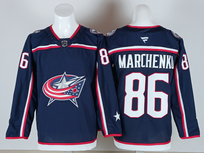 Columbus Blue Jackets MARCHENKO 86 Dark Blue NHL Jersey Hockey Shirt