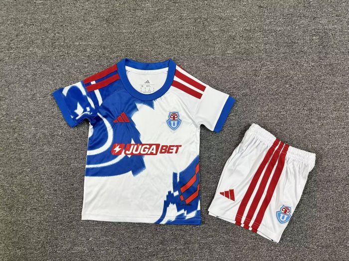 Youth Uniform Kids Kit 2026-2027 UNIVERSIDAD de CHILE Away White Soccer Jersey Shorts Child Football Set