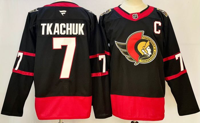 Ottawa Senators TKACHUK 7 Black NHL Jersey Hockey Shirt