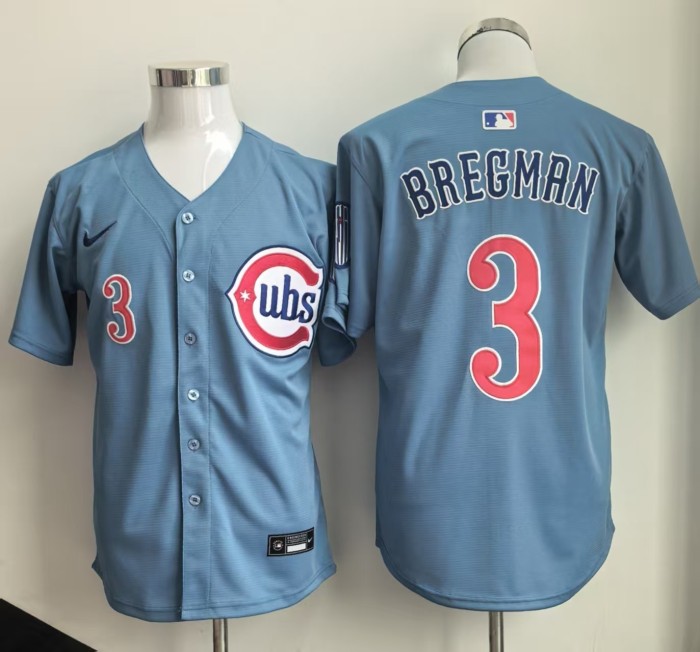 Chicago Cubs 23 BREGMAN 3 Light Blue Cool Base Jersey MLB Shirt