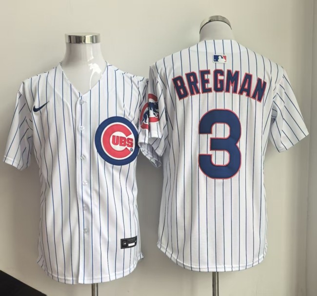 Chicago Cubs 23 BREGMAN 3 White Cool Base Jersey MLB Shirt