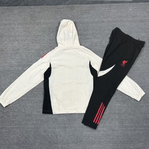 with Caps 2026 Liverpool Grey/Black Soccer Windbreaker Jacket Football Jacket and Pants