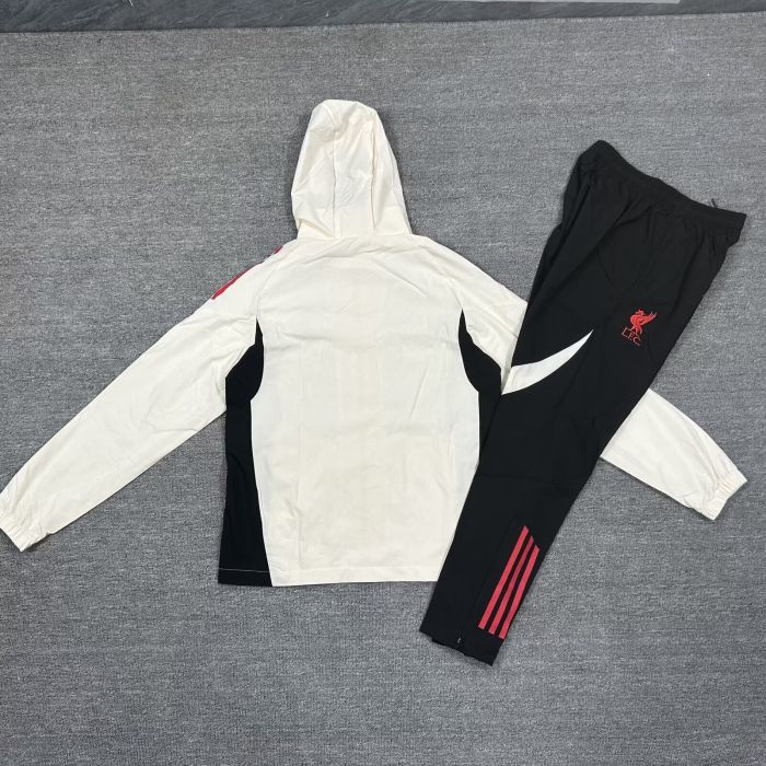 with Caps 2026 Liverpool Grey/Black Soccer Windbreaker Jacket Football Jacket and Pants