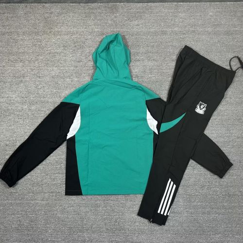 with Caps 2026 Liverpool Green/Black Soccer Windbreaker Jacket Football Jacket and Pants