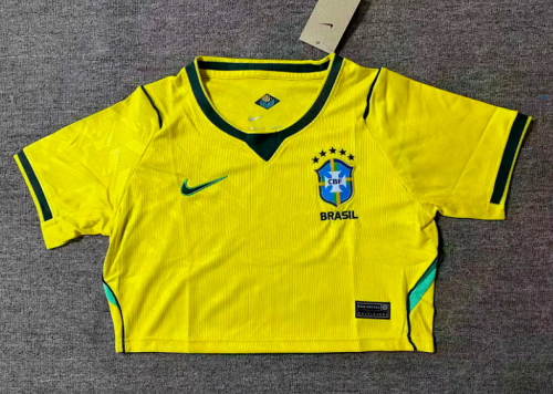 Women 2026 Brazil Home crop Soccer Shirt Girl Football Jersey