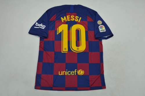 with Front Lettering+Liga Champions+LFP Patch Retro Jersey 2019-2020 Barcelona MESSI 10 Weall Special Edition Home Soccer Jersey Vintage Football Shirt