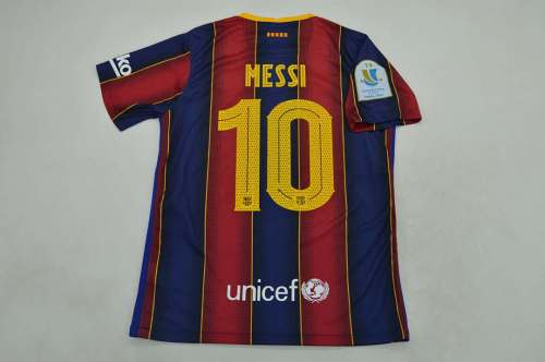 with Front Lettering+Supercopa Final 2021 Patch Retro Jersey 2020-2021 Barcelona MESSI 10 Home Soccer Jersey Vintage Football Shirt