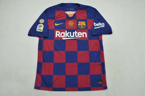 with Front Lettering+Liga Champions+LFP Patch Retro Jersey 2019-2020 Barcelona Weall Special Edition Home Soccer Jersey Vintage Football Shirt