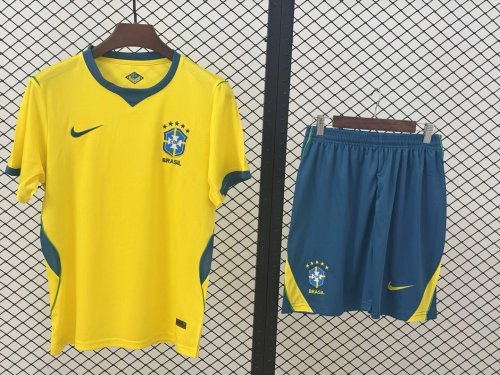 with Green Shorts Adult Uniform 2026 Brazil Home Soccer Jersey Shorts Brasil Camisetas de Futbol