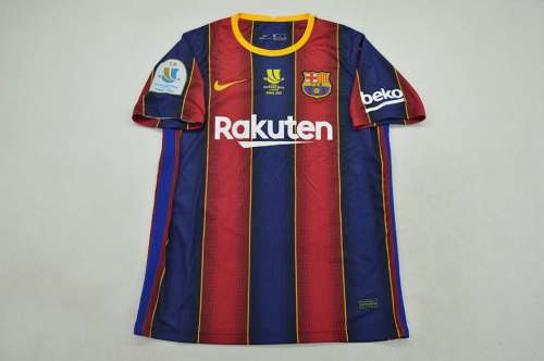 with Front Lettering+Supercopa Final 2021 Patch Retro Jersey 2020-2021 Barcelona Home Soccer Jersey Vintage Football Shirt