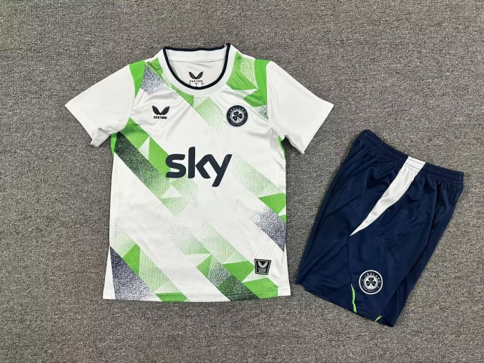Youth Uniform Kids Kit 2026 Ireland Away White Soccer Jersey Shorts Child Football Set
