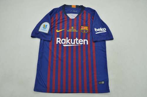with Front Lettering+Supercopa Patch Patch Retro Jersey 2017-2018 Barcelona Home Soccer Jersey Vintage Football Shirt