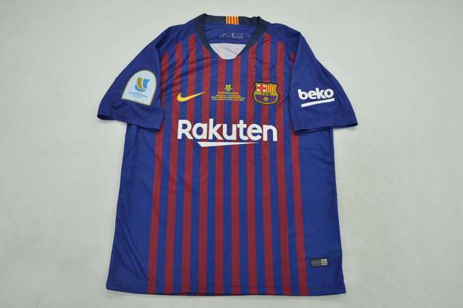 with Front Lettering+Supercopa Patch Patch Retro Jersey 2017-2018 Barcelona Home Soccer Jersey Vintage Football Shirt