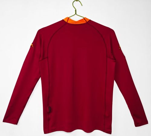 with Serie A Patch Retro Jersey Long Sleeve 2000-2001 As Roma Home Soccer Jersey Vintage Football Shirt