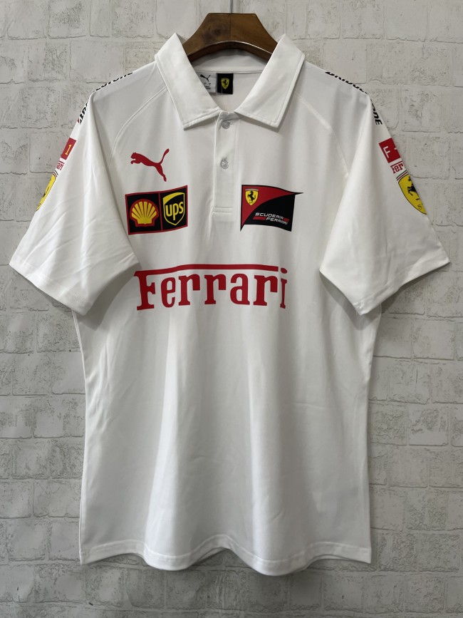 2026 Ferrari White Casual Shirt Racing Jersey Polo