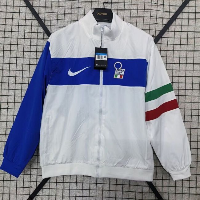 2025-2026 Italy White/Blue Soccer Windbreaker Jacket Football Jacket