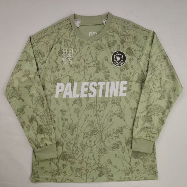 Long Sleeve Retro Model 2025-2026 Palestine Light Green Soccer Jersey FC Palestina Football Shirt