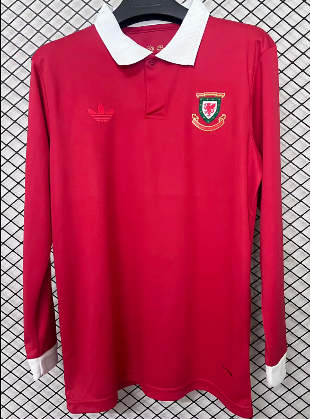 Long Sleeve Fan Version Wales 150th Anniversary Red Soccer Jersey Football Shirt