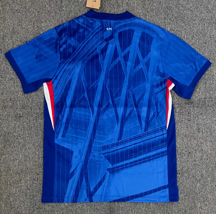 with New Sponor Logo+Club World Cup Champions Patch Fan Version 2025-2026 Chelsea Home Soccer Jersey Football Shirt
