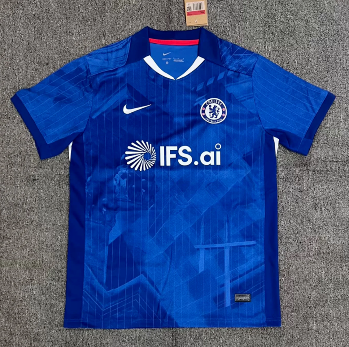 with New Sponor Logo+Club World Cup Champions Patch Fan Version 2025-2026 Chelsea Home Soccer Jersey Football Shirt