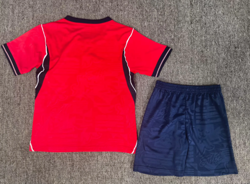 Youth Uniform Kids Kit England 2026 Away Red Soccer Jersey Shorts Child Football Set