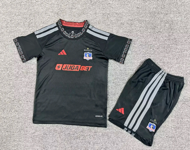 Youth Uniform Kids Kit 2026-2027 Colo Colo Away Black Soccer Jersey Shorts Child Football Set