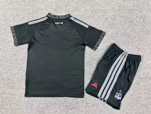 Youth Uniform Kids Kit 2026-2027 Colo Colo Away Black Soccer Jersey Shorts Child Football Set