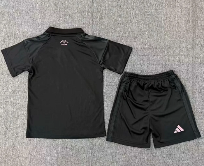 Youth Uniform Kids Kit 2025-2026 Inter Miami Away Black Soccer Jersey Shorts Child Football Set