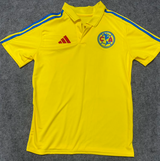 Fan Version 2026-2027 Club America Aguilas Yellow Soccer Polo Football Shirt