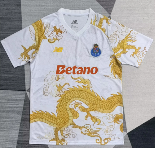 Fan Version 2025-2026 Porto White/Gold Dragon Special Edition Soccer Jersey Football Shirt