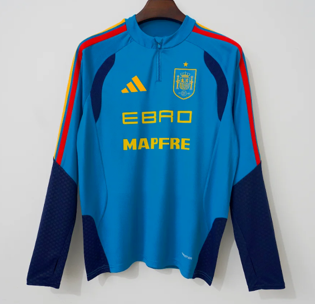 Long Sleeve 2026 Spain Blue Soccer Training Sweater