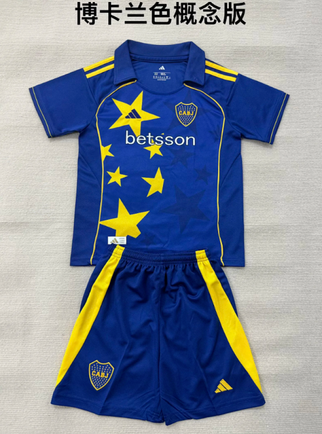 Youth Uniform Kids Kit 2026-2027 Boca Juniors Concept Version Soccer Jersey Shorts Child Football Set