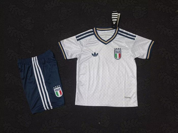Youth Uniform Kids Kit 2026 Italy Away White Soccer Jersey Shorts Child Football Set